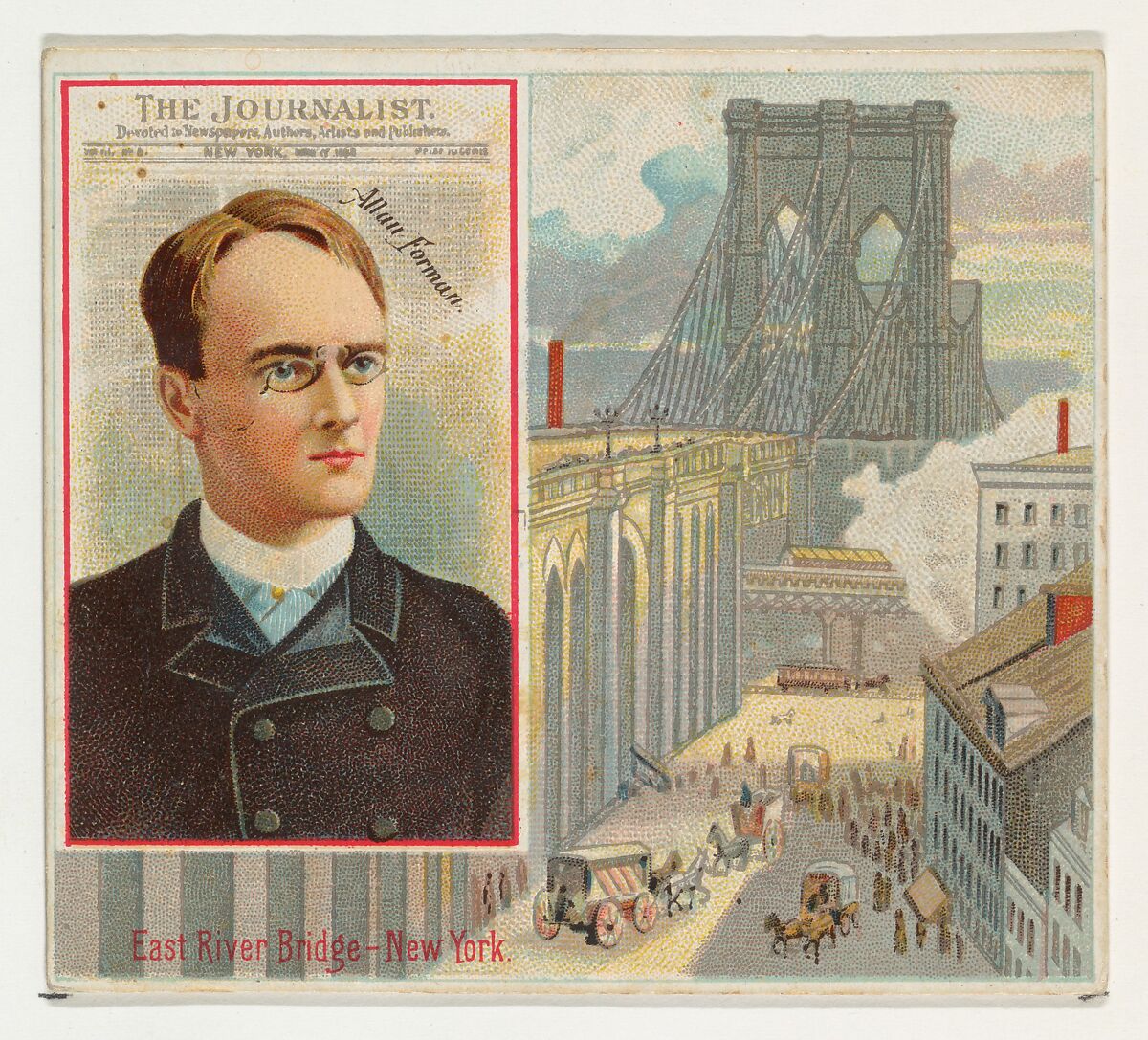 Allan Forman, The New York Journalist, from the American Editors series (N35) for Allen & Ginter Cigarettes, Issued by Allen &amp; Ginter (American, Richmond, Virginia), Commercial color lithograph 