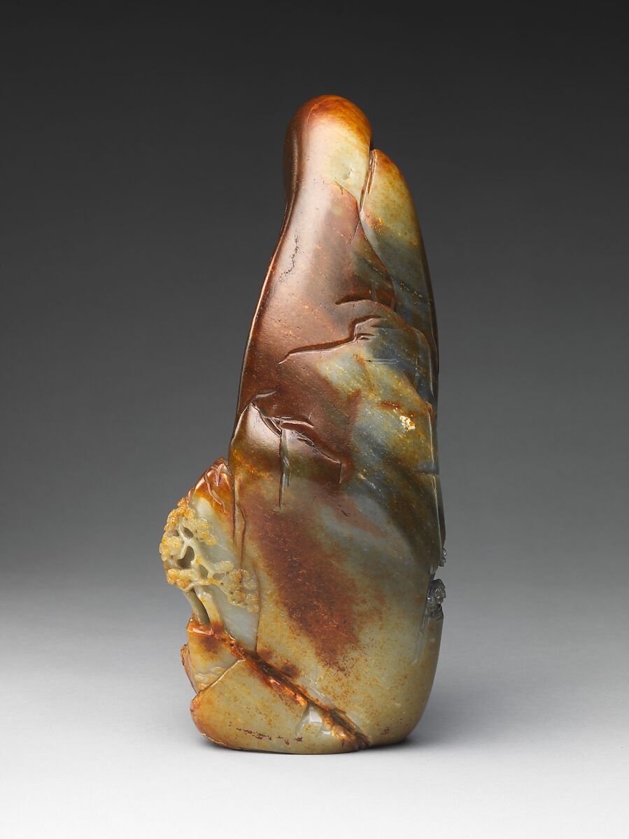 Seated luohan holding a fan, Jade (nephrite), China