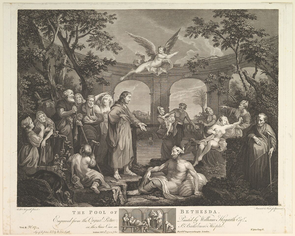 The Pool of Bethesda (St. John, Chapter 5), after William Hogarth (British, London 1697–1764 London), Etching and engraving 