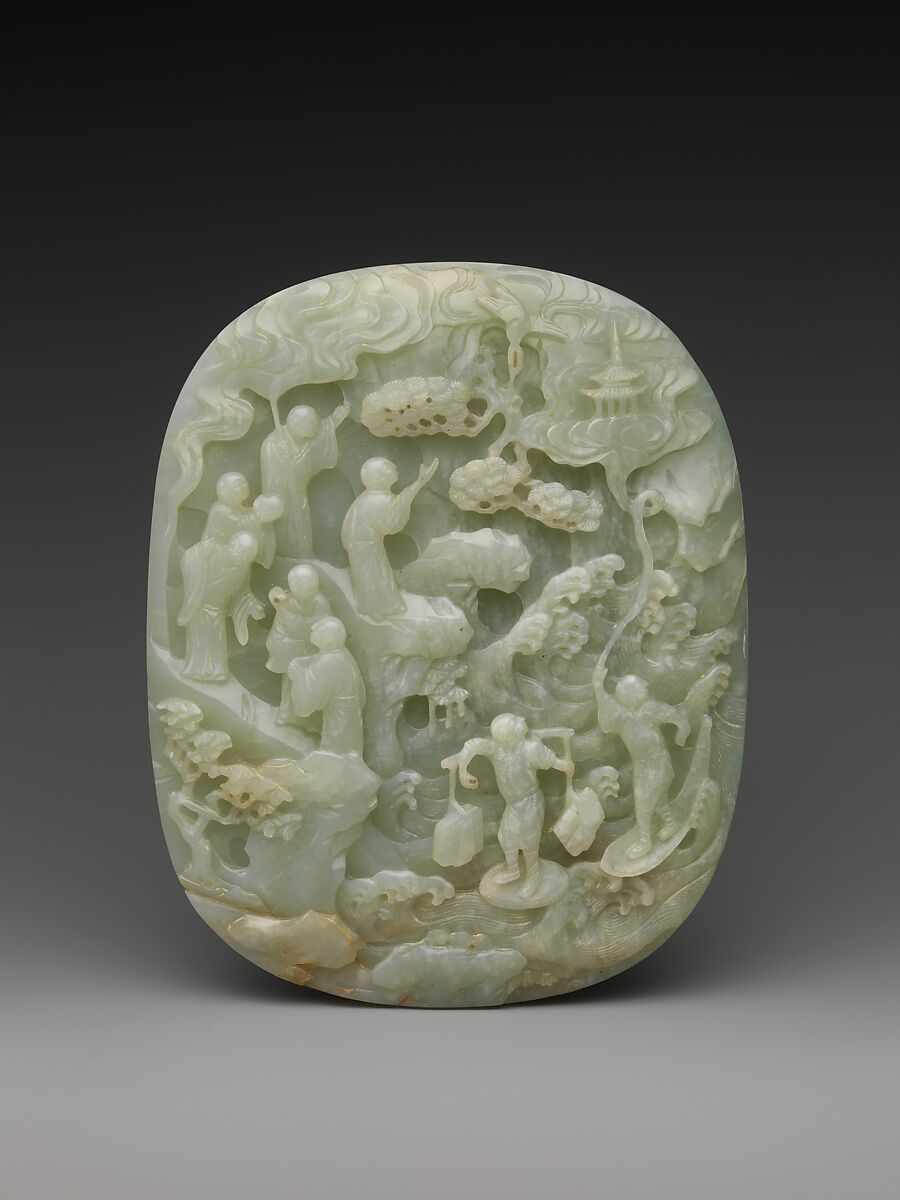 Table screen with landscape scene, Jade (nephrite), China