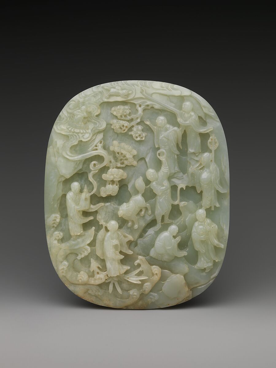 Table screen with landscape scene, Jade (nephrite), China