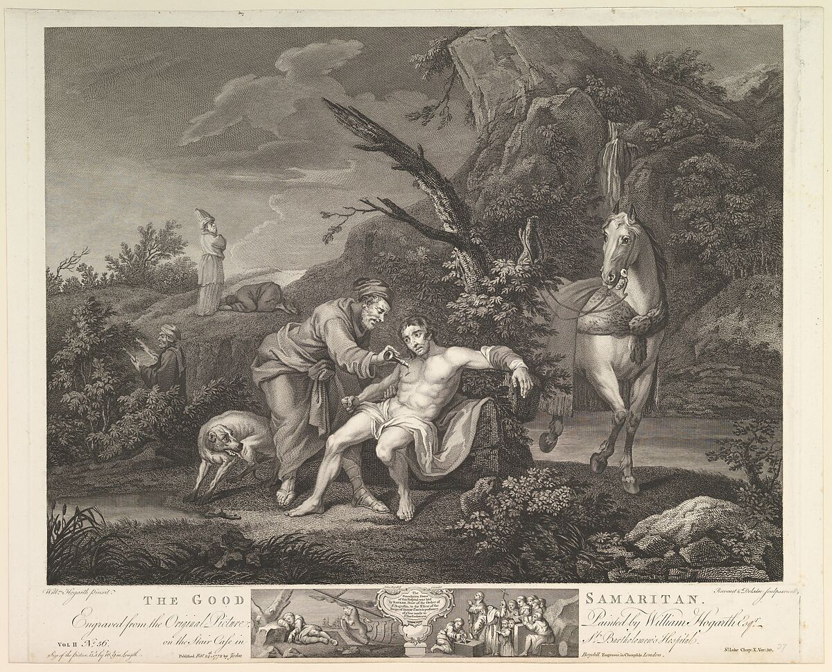 The Good Samaritan (St. Luke, Ch. 10, ver. 30), Simon Francis Ravenet, the elder (French, Paris 1706–1774 London), Etching and engraving 