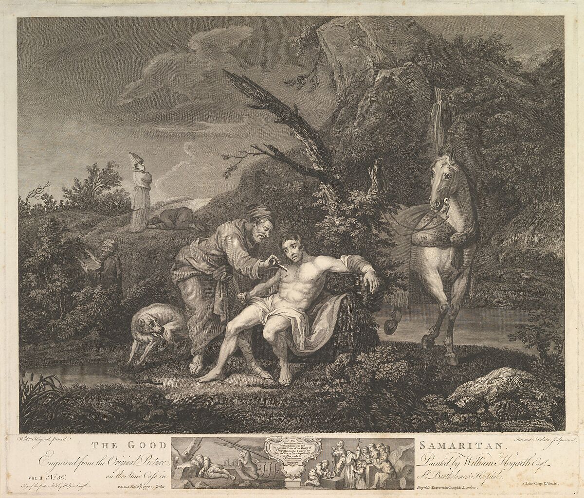 The Good Samaritan (St. Luke, Chap. 10, verse 30), After William Hogarth (British, London 1697–1764 London), Etching and engraving 