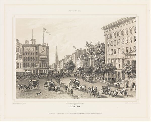 Broad-Way, New York, Isidore-Laurent Deroy (French, Paris 1797–1886 Paris), Lithograph 