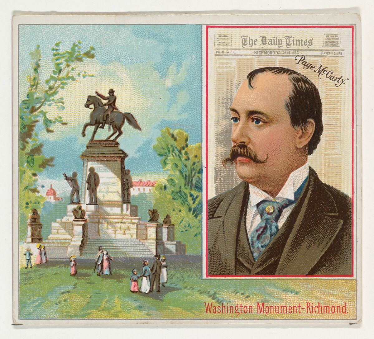 Page McCarty, The Richmond Daily Times, from the American Editors series (N35) for Allen & Ginter Cigarettes, Issued by Allen &amp; Ginter (American, Richmond, Virginia), Commercial color lithograph 