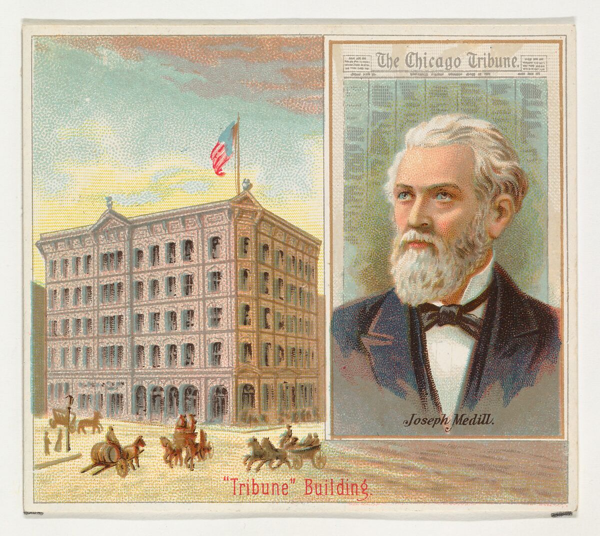 Joseph Medill, The Chicago Tribune, from the American Editors series (N35) for Allen & Ginter Cigarettes, Issued by Allen &amp; Ginter (American, Richmond, Virginia), Commercial color lithograph 