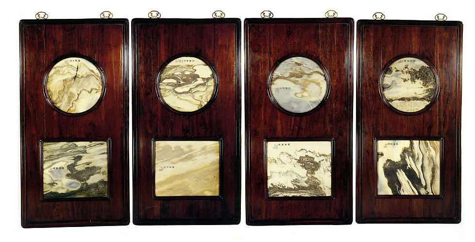 Wall panel with stone paintings