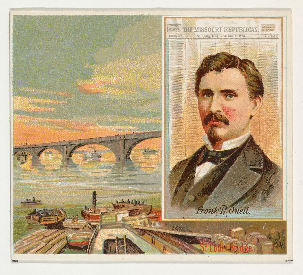 Frank R. O'Neil, The St. Louis Missouri Republican, from the American Editors series (N35) for Allen & Ginter Cigarettes, Issued by Allen &amp; Ginter (American, Richmond, Virginia), Commercial color lithograph 