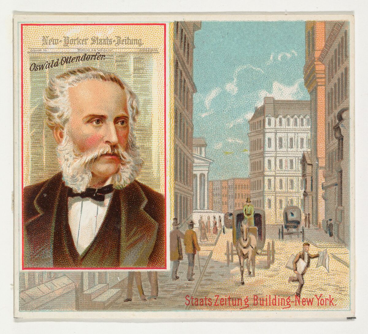 Oswald Ottendorfer, New Yorker Staats-Zeitung, from the American Editors series (N35) for Allen & Ginter Cigarettes, Issued by Allen &amp; Ginter (American, Richmond, Virginia), Commercial color lithograph 