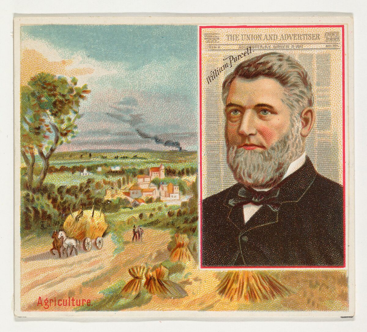 William Purcell, The Rochester Union and Advertiser, from the American Editors series (N35) for Allen & Ginter Cigarettes, Issued by Allen &amp; Ginter (American, Richmond, Virginia), Commercial color lithograph 
