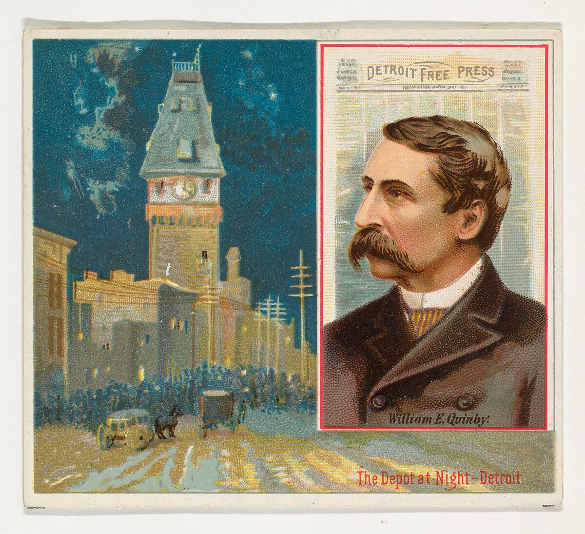 William E. Quinby, Detroit Free Press, from the American Editors series (N35) for Allen & Ginter Cigarettes, Issued by Allen &amp; Ginter (American, Richmond, Virginia), Commercial color lithograph 