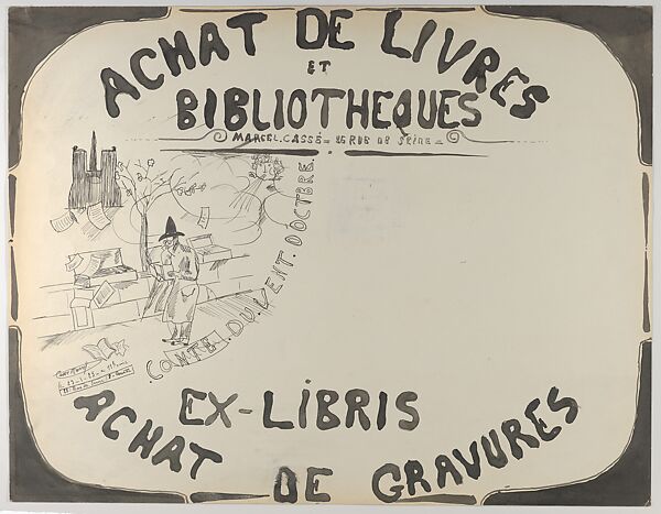 Oversized Design for a Bookplate, Marcel Cassé (French, active Paris 1924–25), Watercolor over graphite 