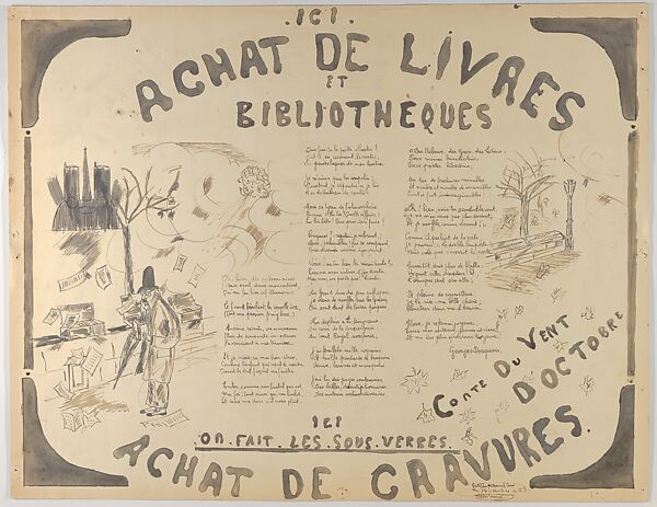 Design for a Poster for the Book Vendor Marcel Cassé, Marcel Cassé (French, active Paris 1924–25), Watercolor over graphite 