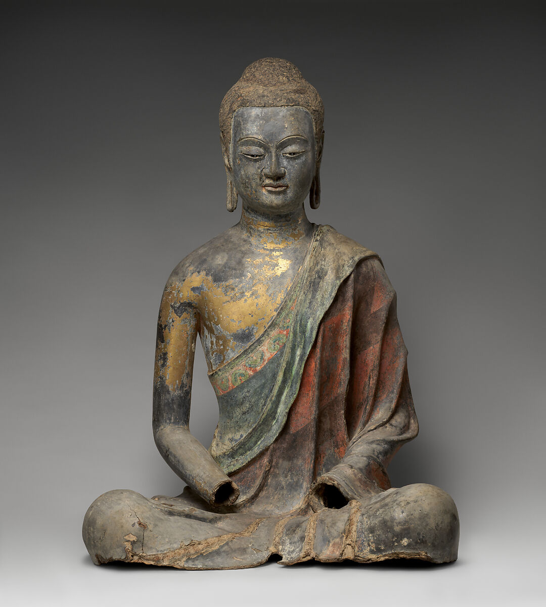 Buddha, probably Amitabha
, Dry lacquer with polychrome pigment and gilding, China