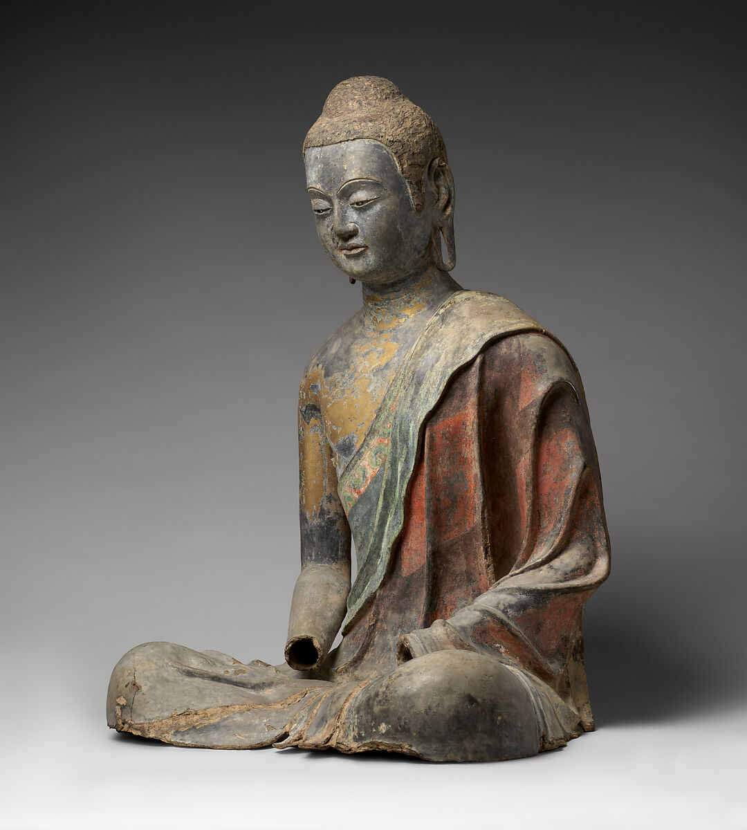 Buddha, probably Amitabha, Dry lacquer with polychrome pigment and gilding, China