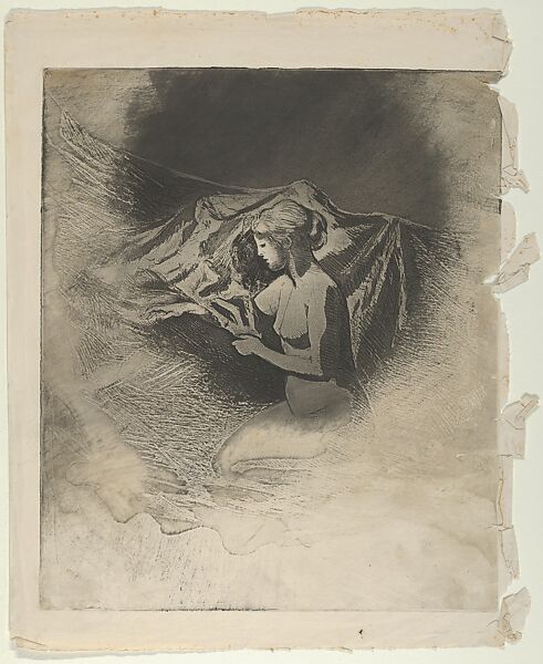 Embers Glow, Théodore Roussel (French, Lorient, Brittany 1847–1926 St. Leonards-on-Sea, Sussex), Etching and aquatint printed in colour à la poupée from a single plate; first state of three (trial) 