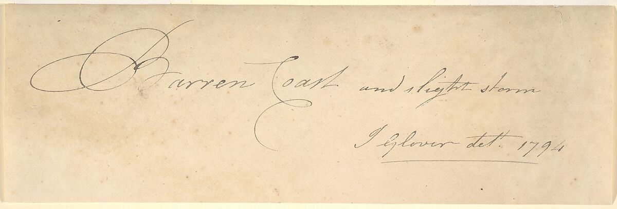 Barren Coast and Slight Storm, John Glover (British, Houghton-on-the-Hill, Leicester 1767–1849 Launceston, Tasmania), Graphite, brush and black and gray wash