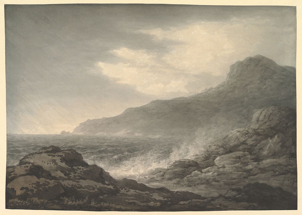 Barren Coast and Slight Storm, John Glover (British, Houghton-on-the-Hill, Leicester 1767–1849 Launceston, Tasmania), Graphite, brush and black and gray wash 