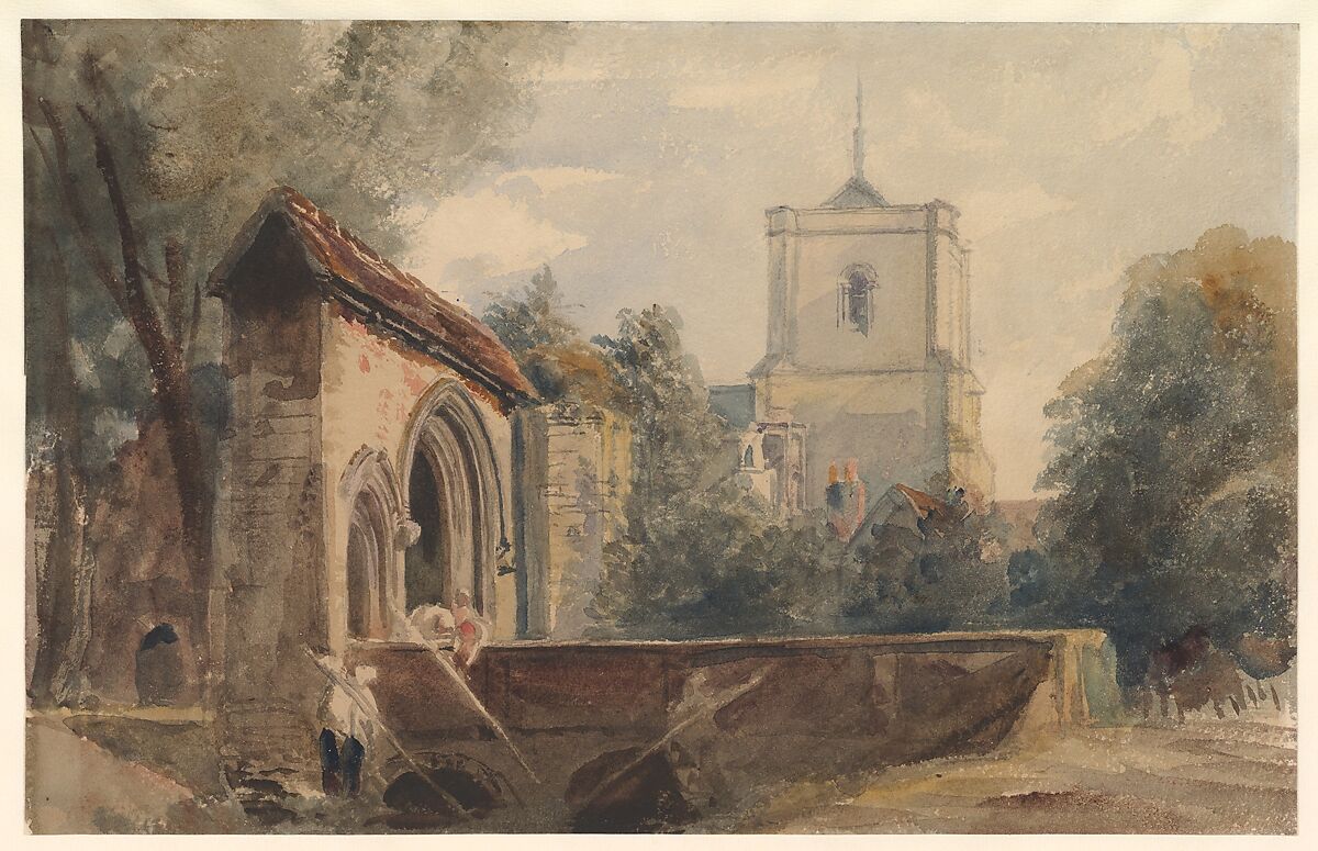 Waltham Abbey, Essex, Peter De Wint (British, Hanley, Stoke-on-Trent 1784–1849 London), Graphite and watercolor 