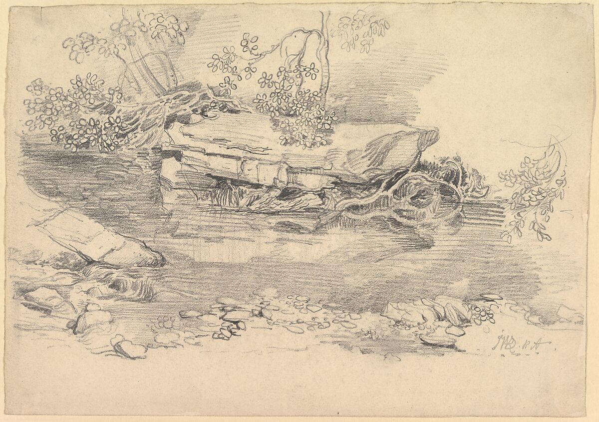 A rocky stream, James Ward (British, London 1769–1859 Chestnut, Hertfordshire), Graphite 