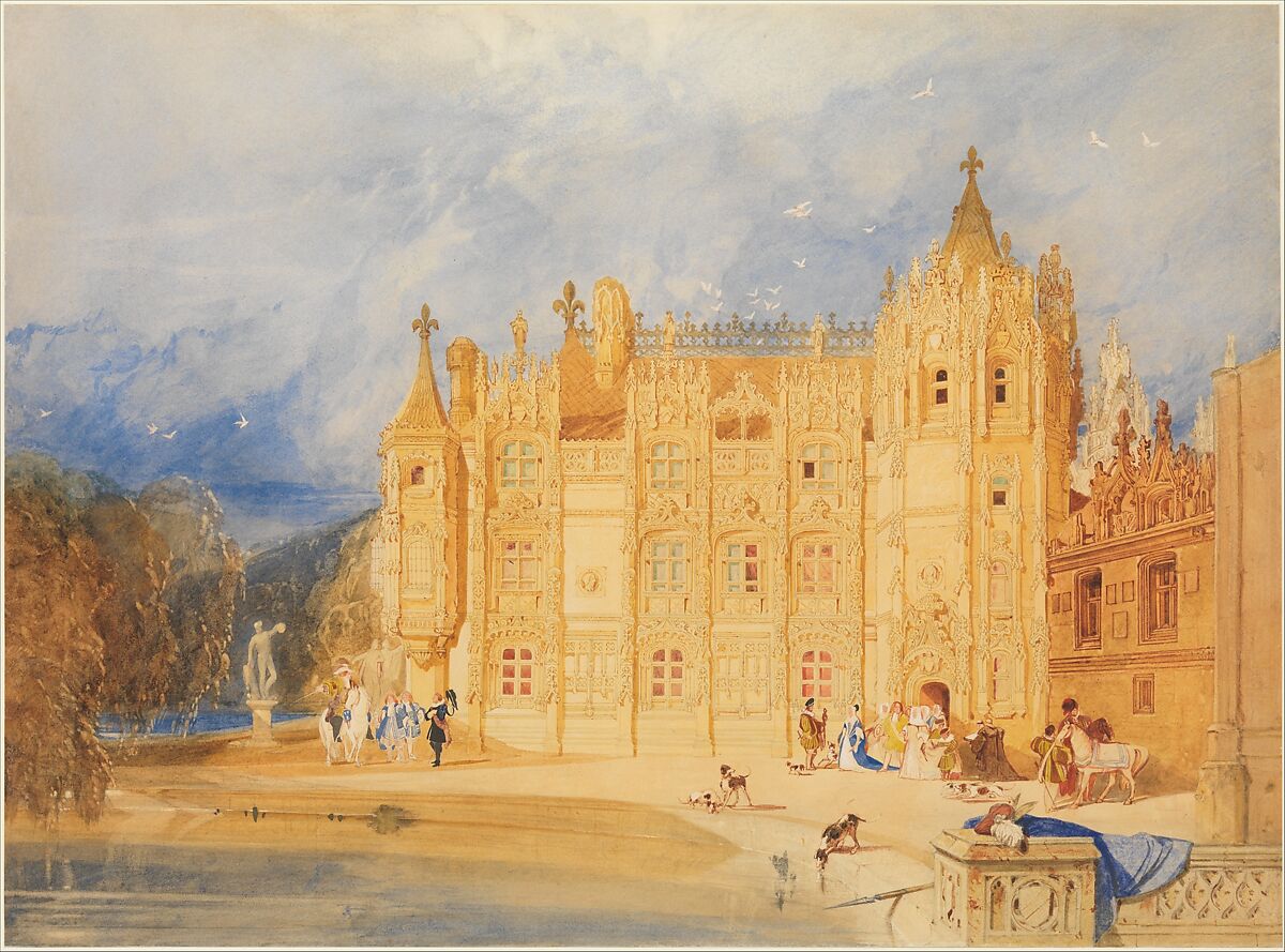 The Abbatial House, Abbey of St. Ouen, Rouen, John Sell Cotman (British, Norwich 1782–1842 London), Graphite and watercolor, heightened with gouache (bodycolor) and with scratching out 