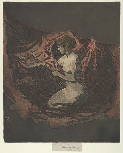 Embers Glow, Théodore Roussel (French, Lorient, Brittany 1847–1926 St. Leonards-on-Sea, Sussex), Etching and aquatint printed in colour à la poupée from a single plate; third state of three 