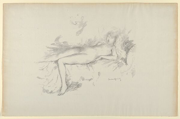 Study from the Nude, Figure Reclining, Théodore Roussel (French, Lorient, Brittany 1847–1926 St. Leonards-on-Sea, Sussex), Transfer Lithograph 