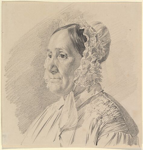Portrait of a Woman in a Lace Bonnet, in three-quarter profile to the left