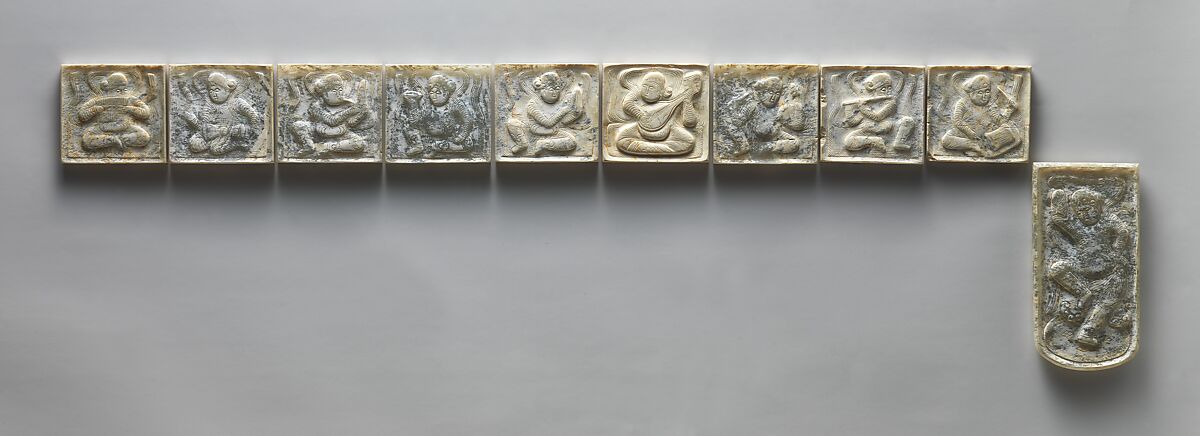 Set of decorative belt plaques, Jade (nephrite), China 