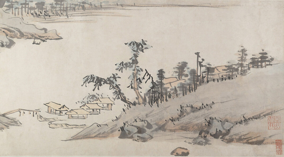 River Landscape, Attributed to Chen Chun (Chinese, 1483–1544), Handscroll; ink and color on paper, China 