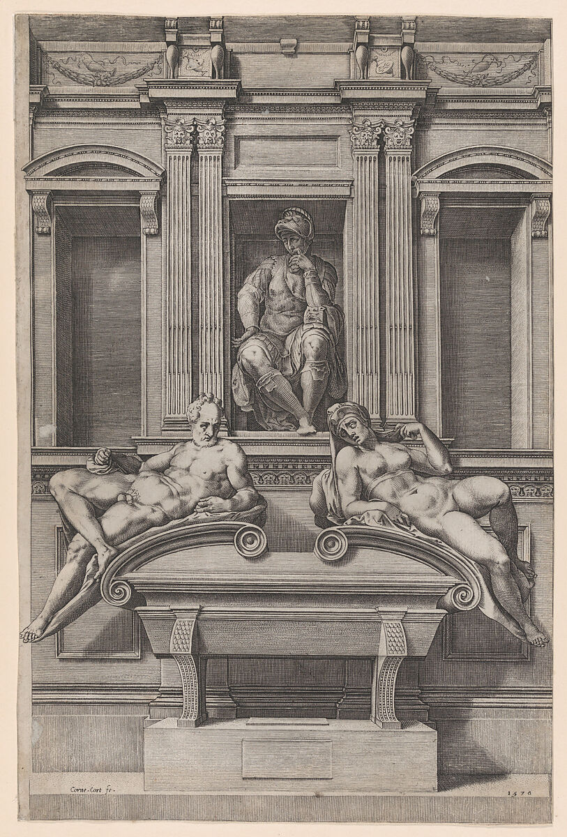 The Tomb of Lorenzo de' Medici from The Tombs of the Medici, Cornelis Cort (Netherlandish, Hoorn ca. 1533–1578 Rome), Engraving 