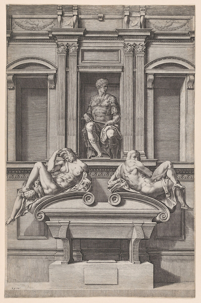 The Tomb of Giuliano de' Medici from The Tombs of the Medici, Cornelis Cort (Netherlandish, Hoorn ca. 1533–1578 Rome), Engraving 