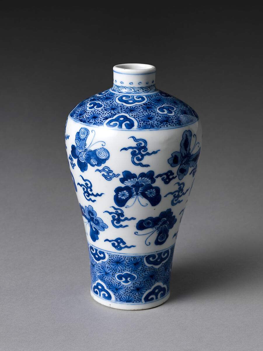 Vase with Butterflies, Porcelain painted with cobalt blue under transparent glaze (Jingdezhen ware), China 