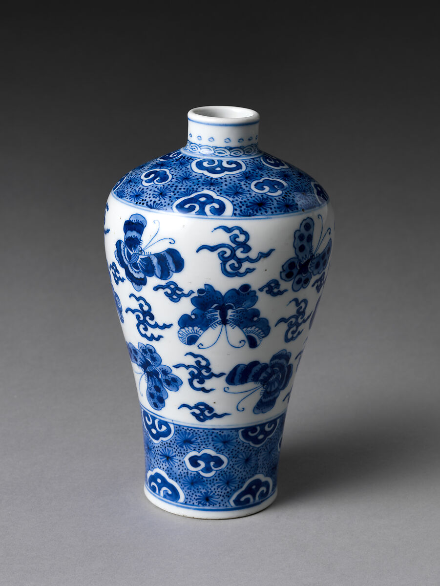 Vase with Butterflies, Porcelain painted with cobalt blue under transparent glaze (Jingdezhen ware), China