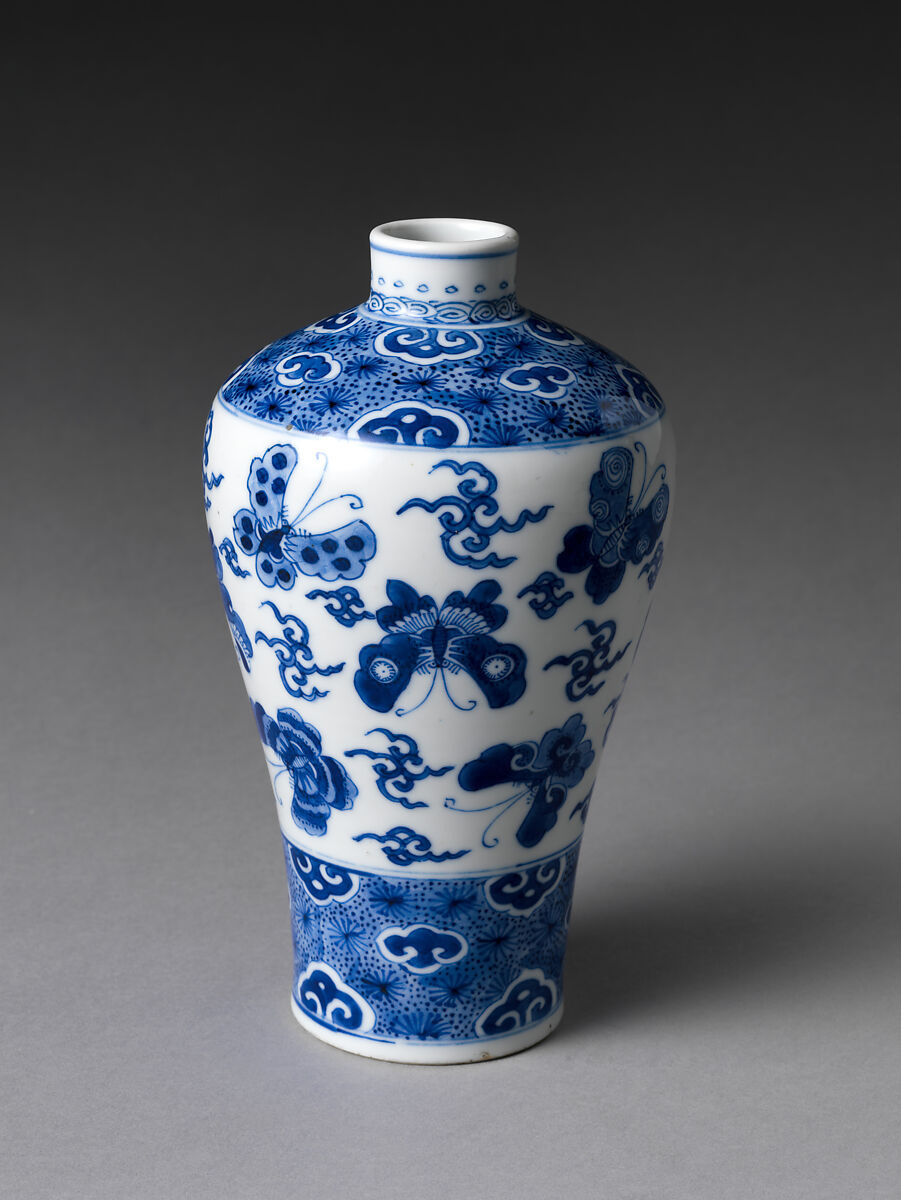 Vase with Butterflies, Porcelain painted with cobalt blue under transparent glaze (Jingdezhen ware), China