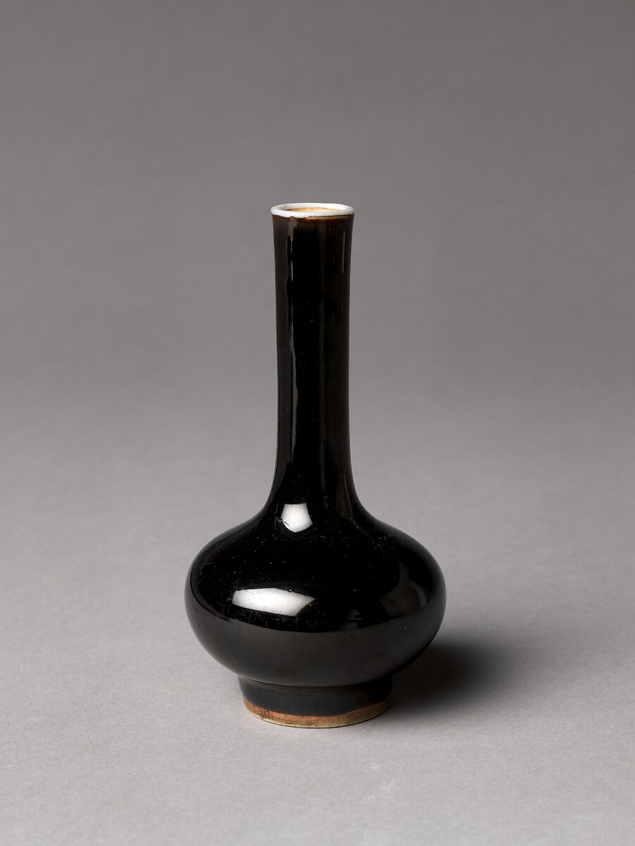 Vase, Porcelain with black glaze (Jingdezhen ware), China 