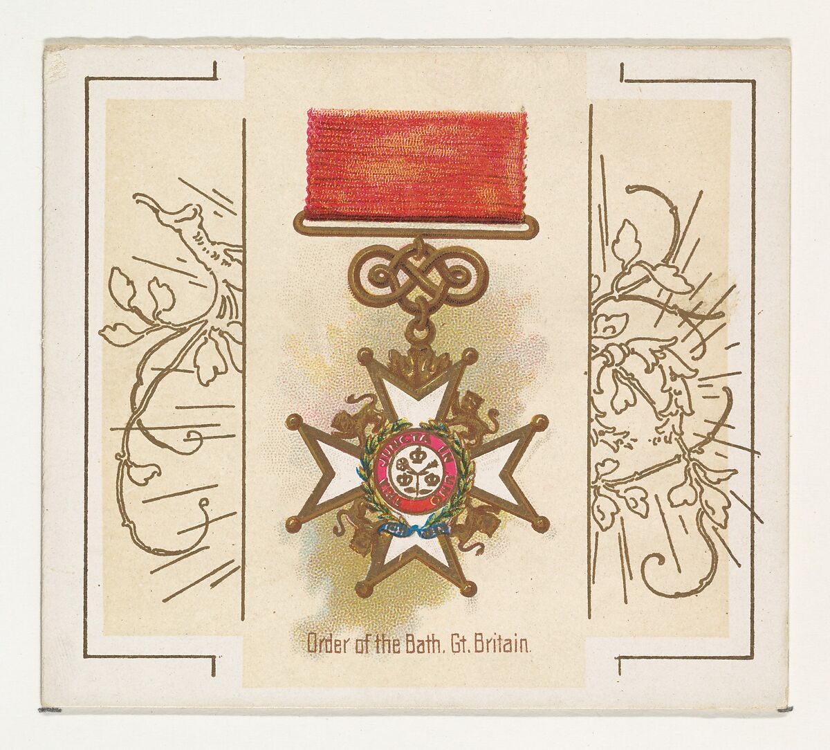 Order of the Bath, Great Britain, from the World's Decorations series (N44) for Allen & Ginter Cigarettes, Issued by Allen &amp; Ginter (American, Richmond, Virginia), Commercial color lithograph 