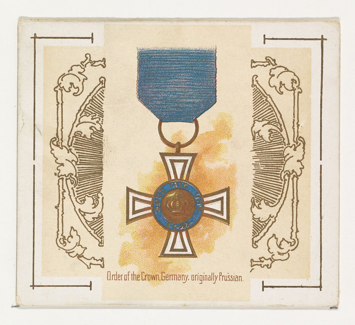Order of the Crown, Germany, originally Prussian, from the World's Decorations series (N44) for Allen & Ginter Cigarettes, Issued by Allen &amp; Ginter (American, Richmond, Virginia), Commercial color lithograph 