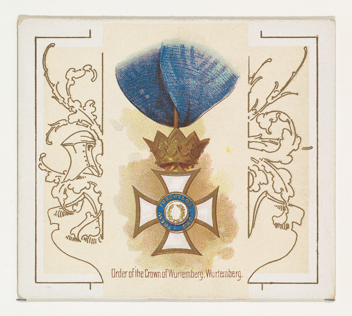 Order of the Crown of Wurtemberg, Wurtemberg, from the World's Decorations series (N44) for Allen & Ginter Cigarettes, Issued by Allen &amp; Ginter (American, Richmond, Virginia), Commercial color lithograph 