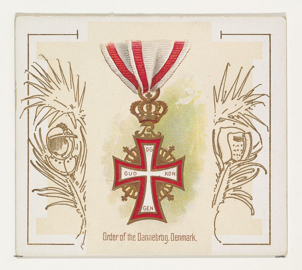 Order of the Dannebrog, Denmark, from the World's Decorations series (N44) for Allen & Ginter Cigarettes, Issued by Allen &amp; Ginter (American, Richmond, Virginia), Commercial color lithograph 