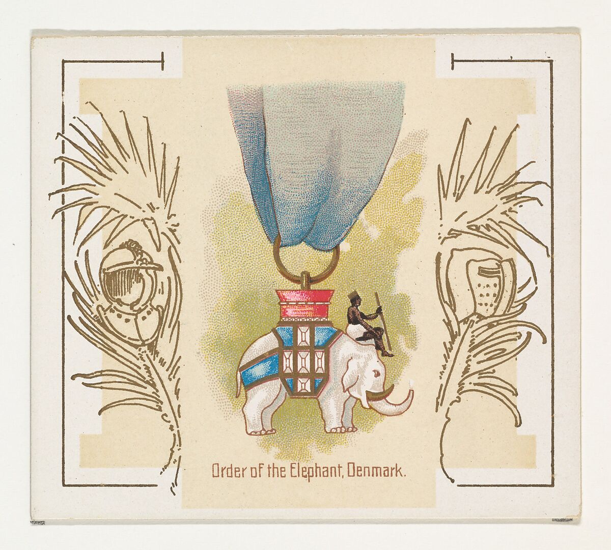 Order of the Elephant, Denmark, from the World's Decorations series (N44) for Allen & Ginter Cigarettes, Issued by Allen &amp; Ginter (American, Richmond, Virginia), Commercial color lithograph 