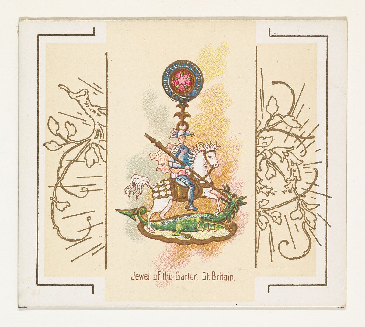 Jewel of the Garter, Great Britain, from the World's Decorations series (N44) for Allen & Ginter Cigarettes, Issued by Allen &amp; Ginter (American, Richmond, Virginia), Commercial color lithograph 