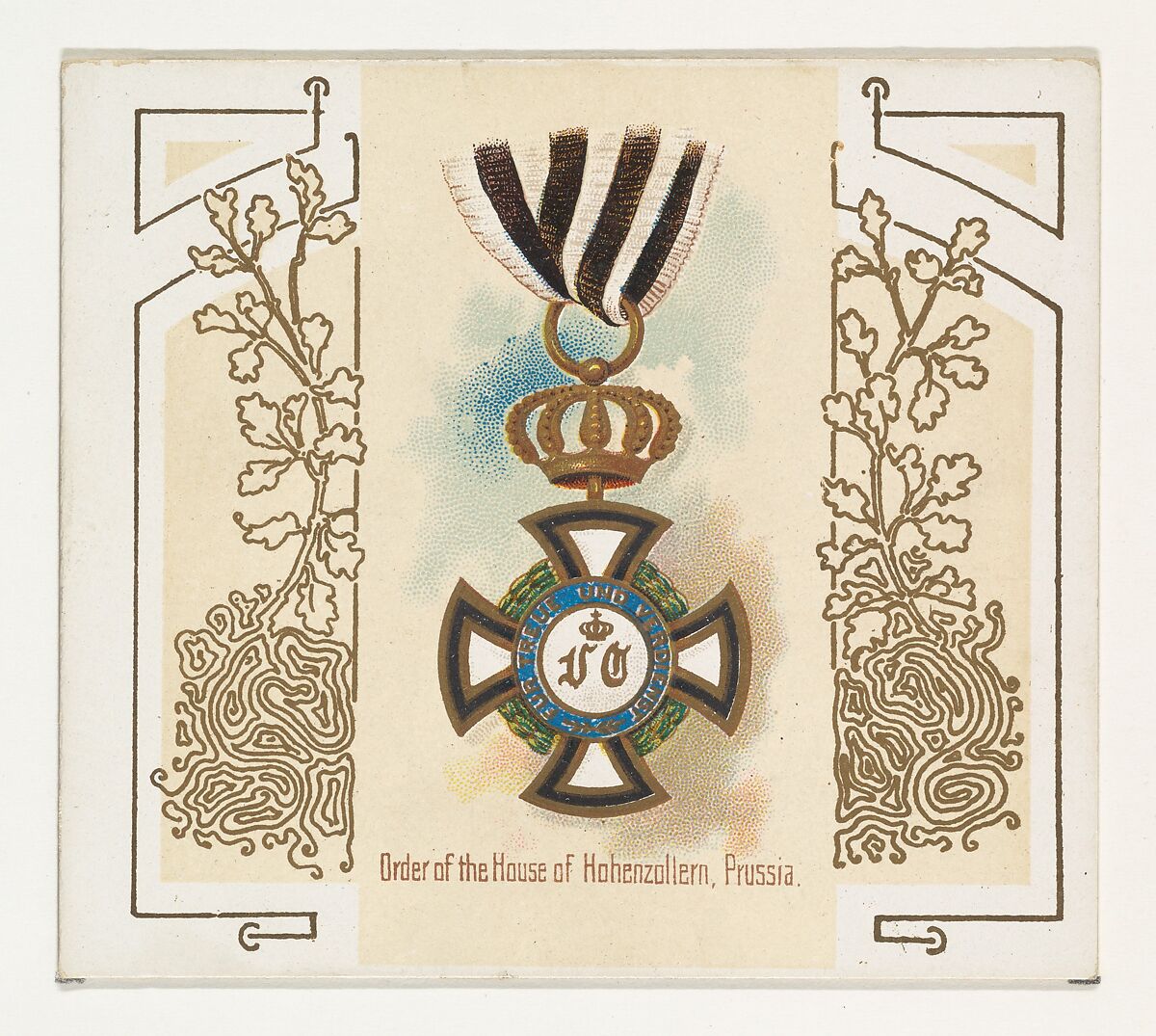 Order of the House of Hohenzollern, Prussia, from the World's Decorations series (N44) for Allen & Ginter Cigarettes, Issued by Allen &amp; Ginter (American, Richmond, Virginia), Commercial color lithograph 