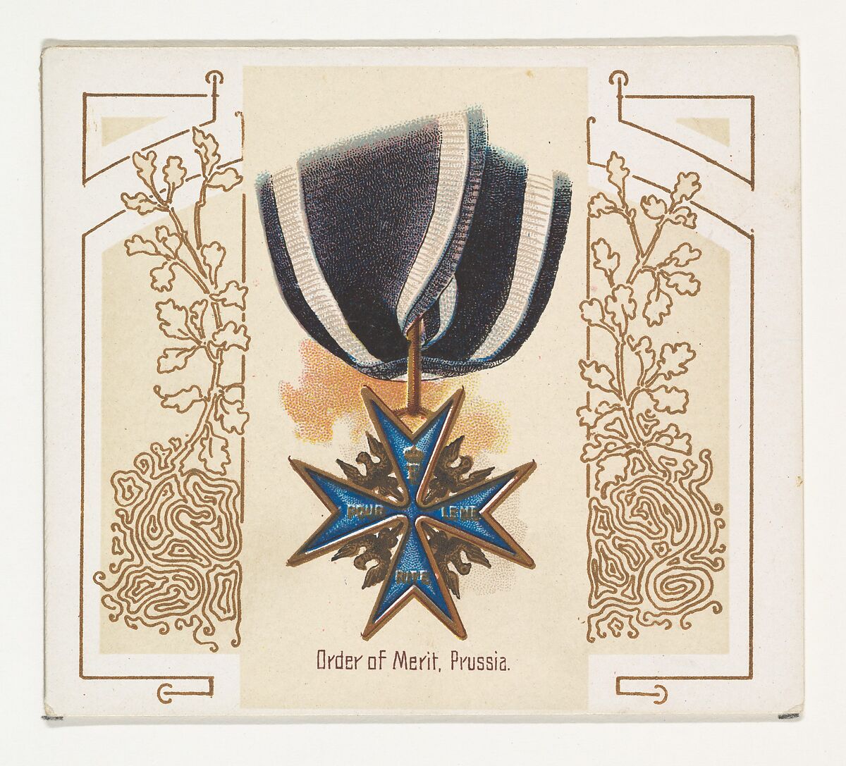 Order of Merit, Prussia, from the World's Decorations series (N44) for Allen & Ginter Cigarettes, Issued by Allen &amp; Ginter (American, Richmond, Virginia), Commercial color lithograph 