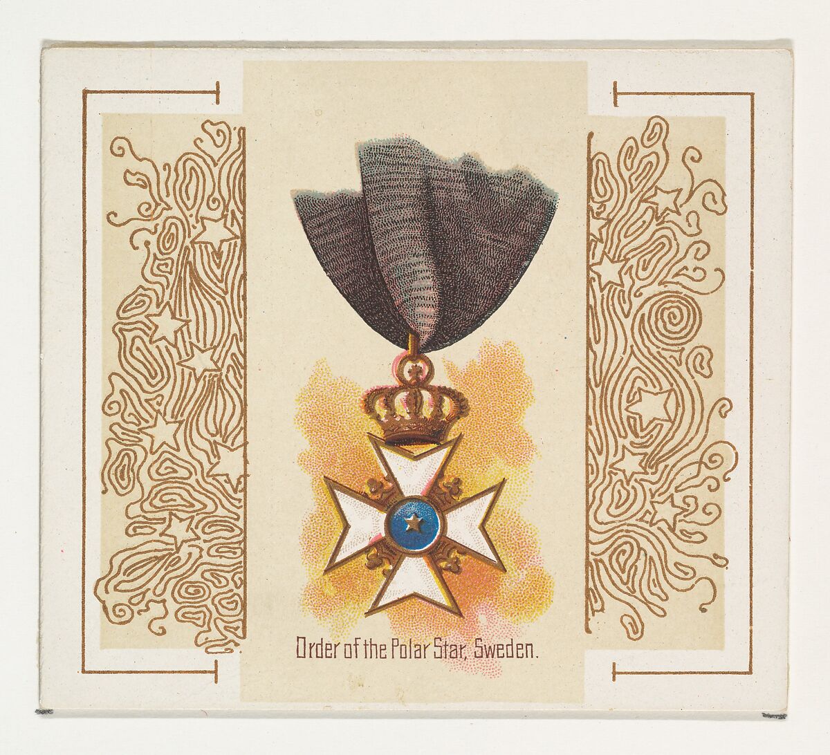 Order of the Polar Star, Sweden, from the World's Decorations series (N44) for Allen & Ginter Cigarettes, Issued by Allen &amp; Ginter (American, Richmond, Virginia), Commercial color lithograph 