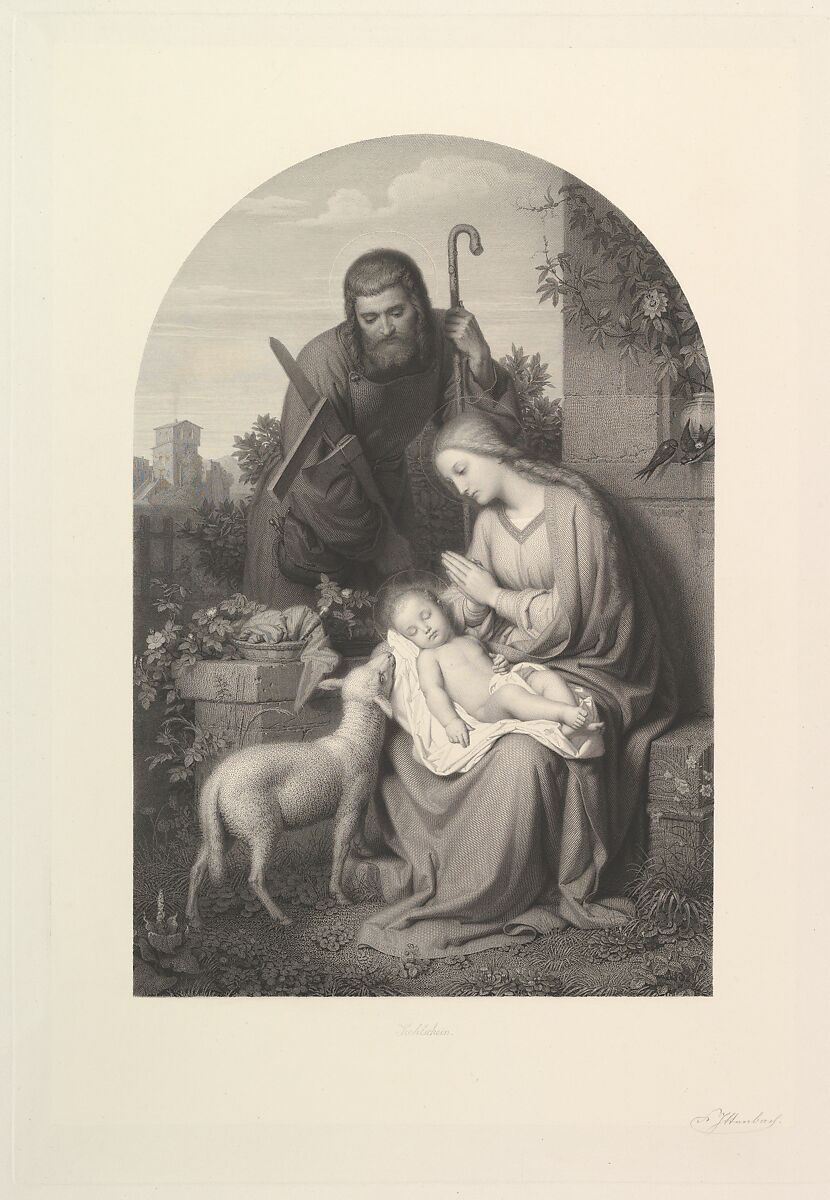 The Holy Family, Josef Kohlschein (German, 1841–1915), Etching and engraving on chine collé 