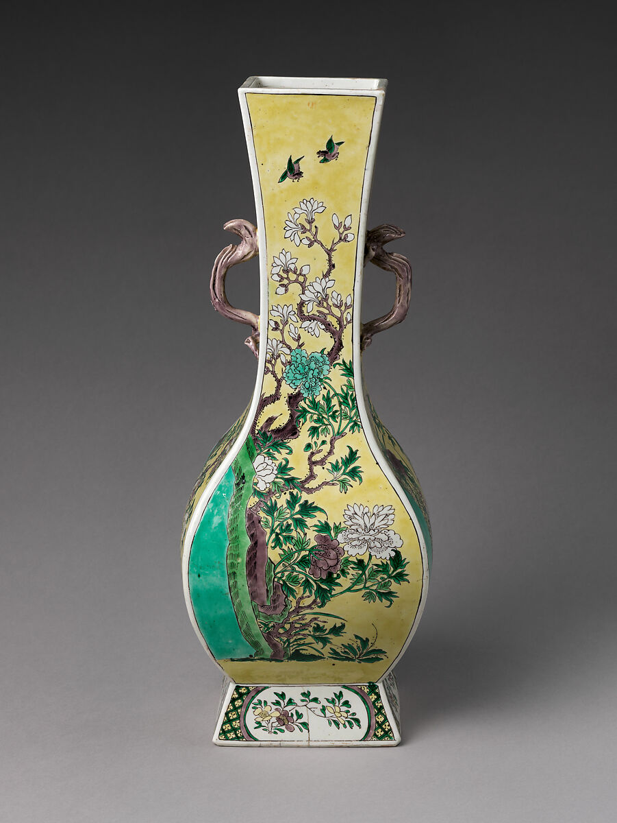 Vase in Form of Archaic Bronze, Porcelain painted with colored enamels over transparent glaze (Jingdezhen ware), China