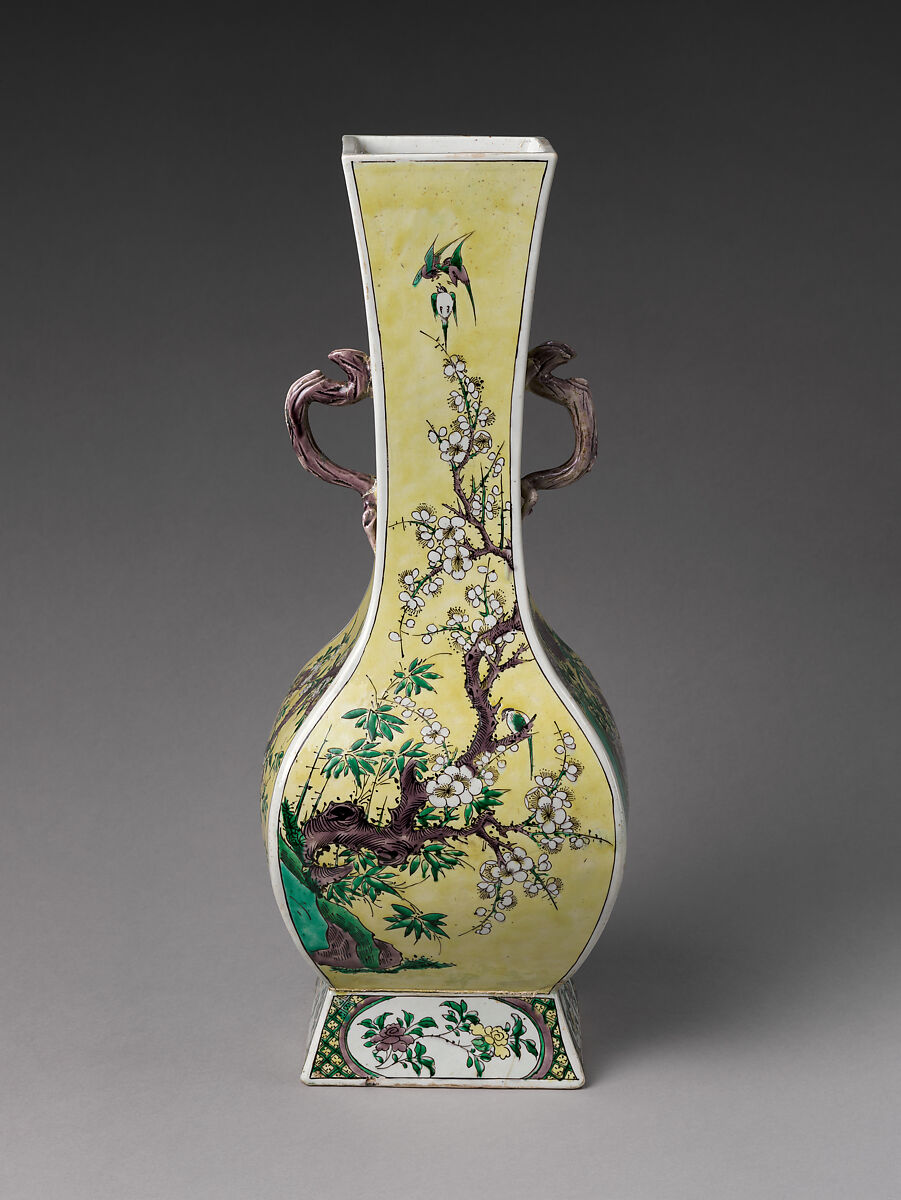 Vase in Form of Archaic Bronze, Porcelain painted with colored enamels over transparent glaze (Jingdezhen ware), China 