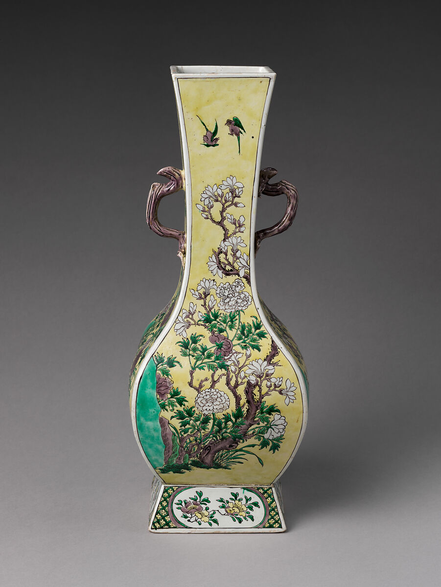 Vase in Form of Archaic Bronze, Porcelain painted with colored enamels over transparent glaze (Jingdezhen ware), China