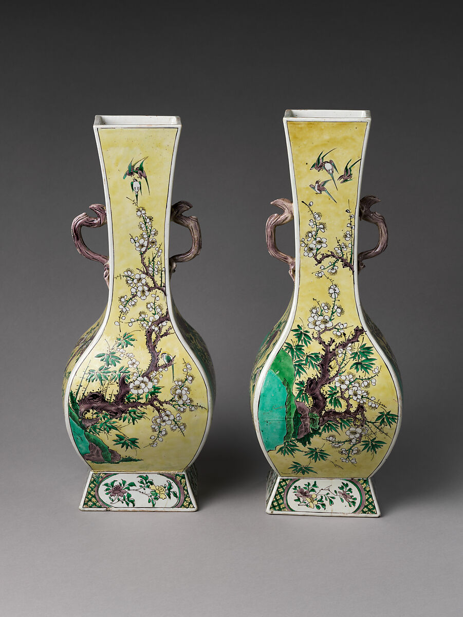 Vase in Form of Archaic Bronze, Porcelain painted with colored enamels over transparent glaze (Jingdezhen ware), China